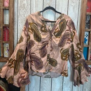 Paisley Flared Sleeve Top